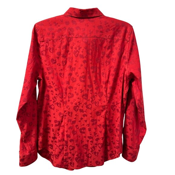 Chicos Red Heart Pattern Button-Up Shirt Size Medium Shirt - Picture 12 of 12